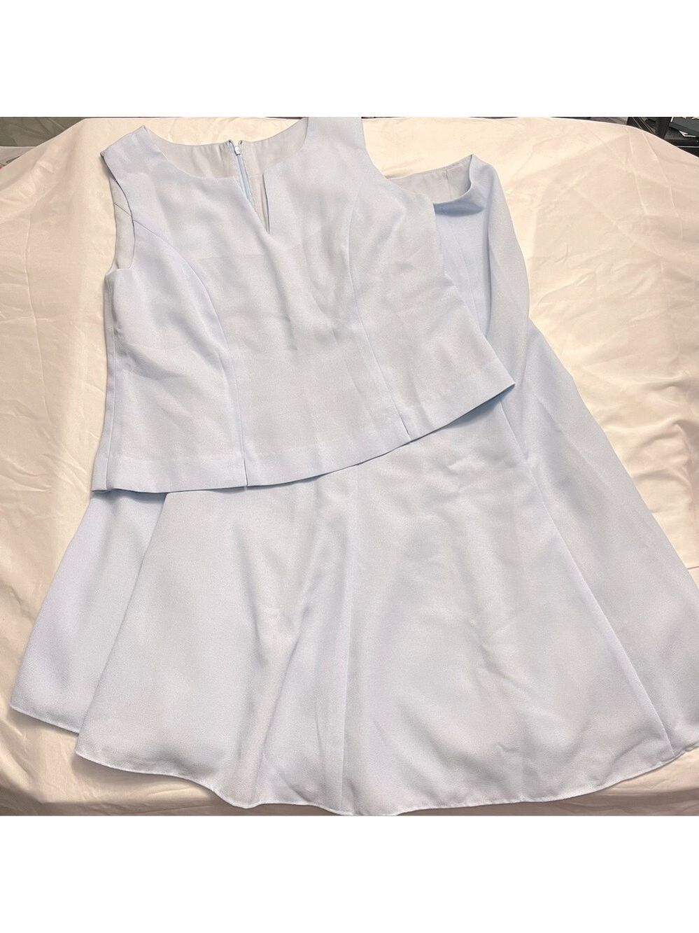 Vintage 90s Y2K 2 Piece Sleeveless Top A Line Skirt Set Powder Blue Size 12